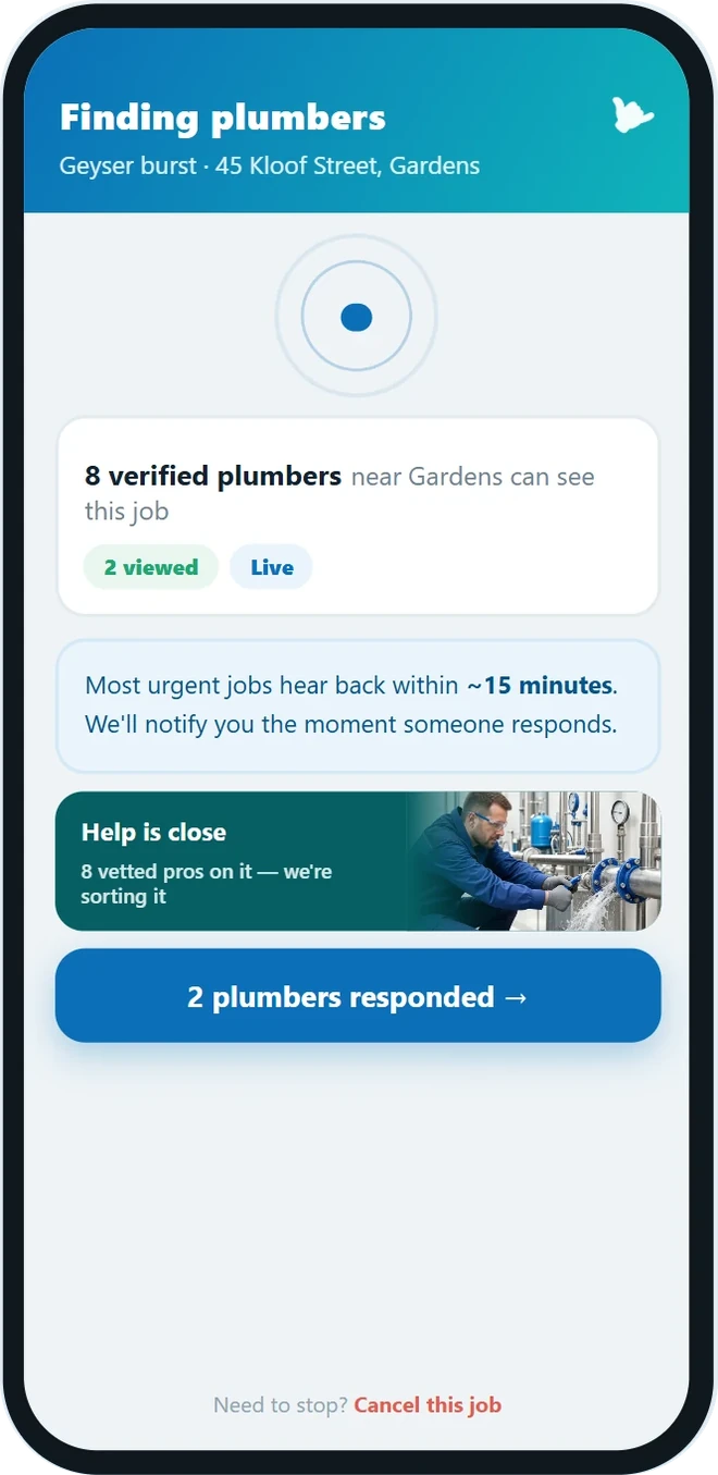 sortit screen: eight pros can see this request