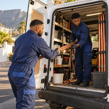 A pro loading equipment into the back of a van